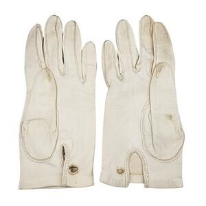 Vintage 1920's Italian Off-White Washable Soft Leather Gloves, Macy Associates